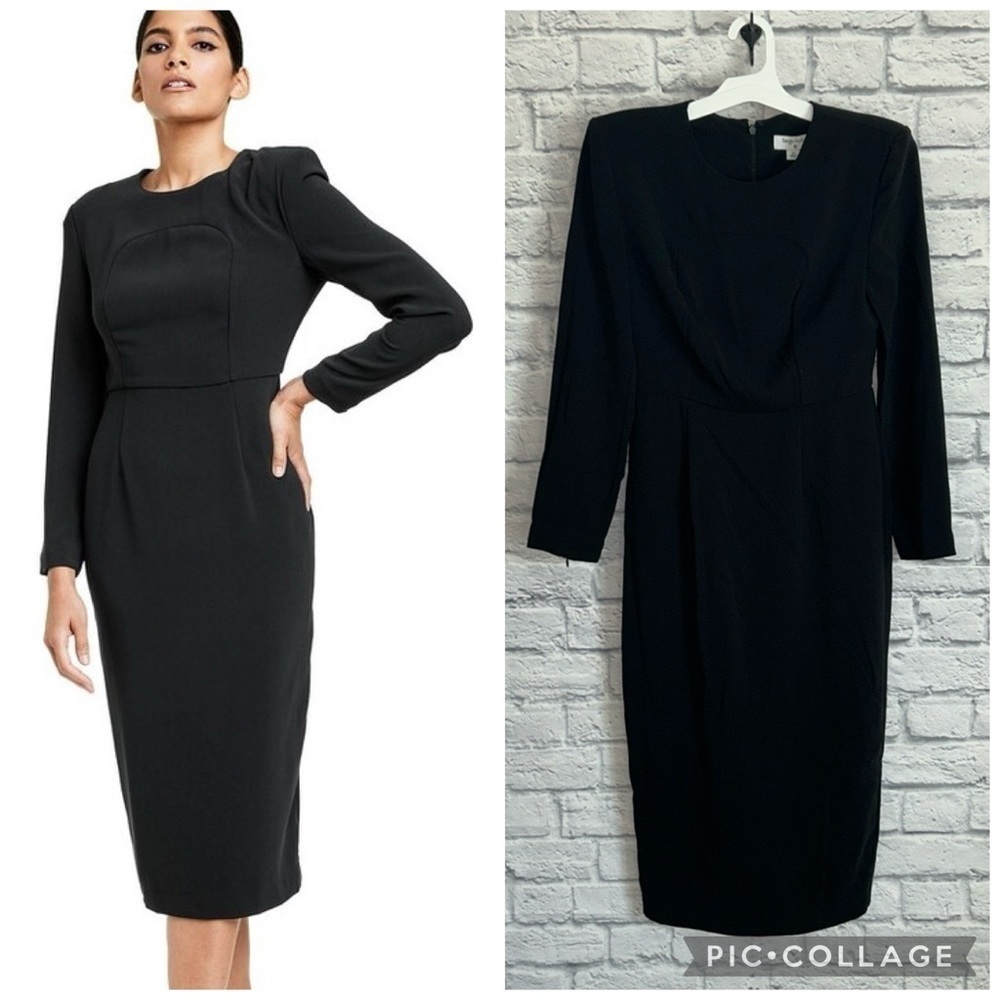Sergio Hudson x Target XS Black Strong Shoulder Midi Dress